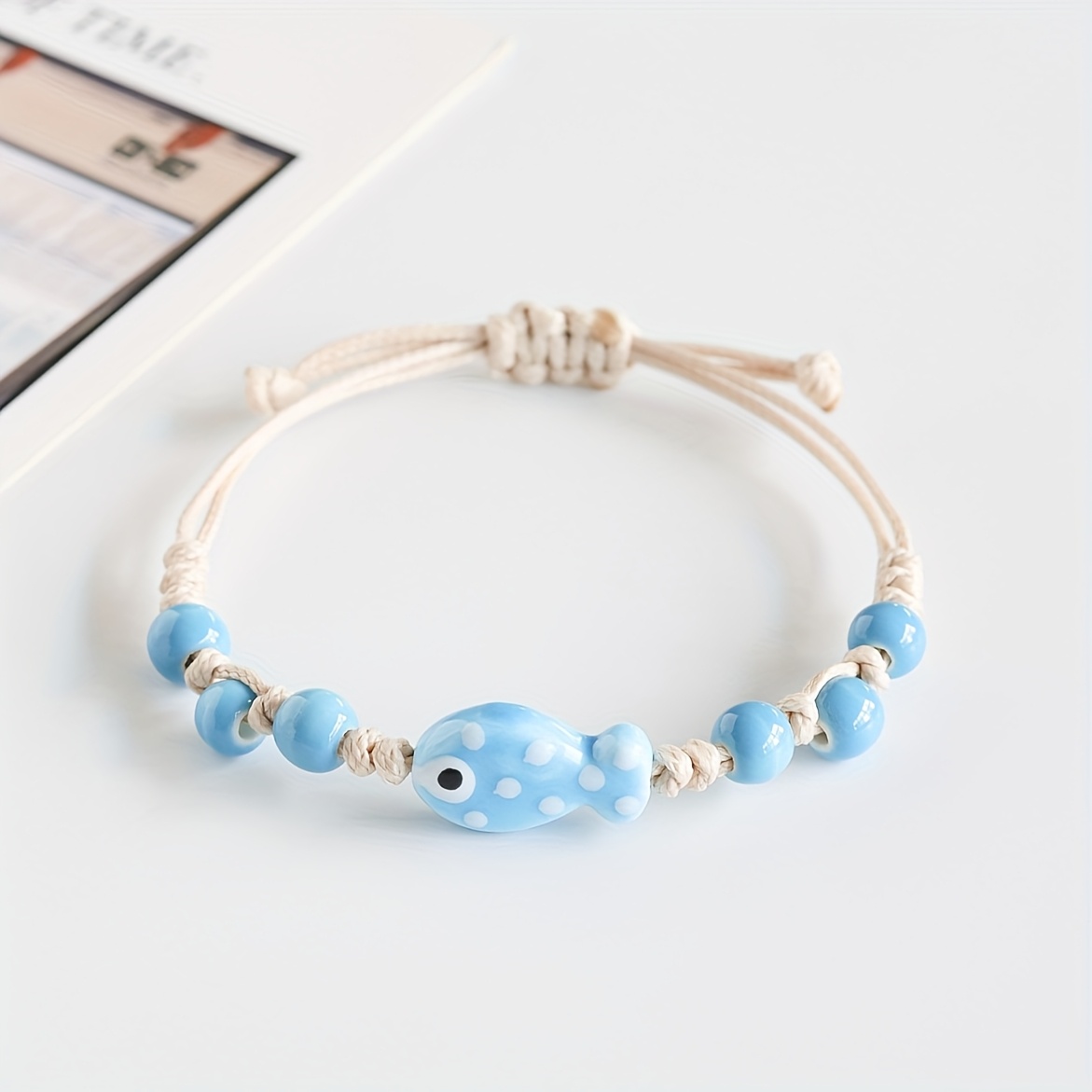 Image of A Stylish, Fade-resistant Ceramic Bracelet For Women, Featuring A Easy Ocean-. This Handmade Adjustable Length Bracelet Is Wear, Travel, Vacations, Parties, And