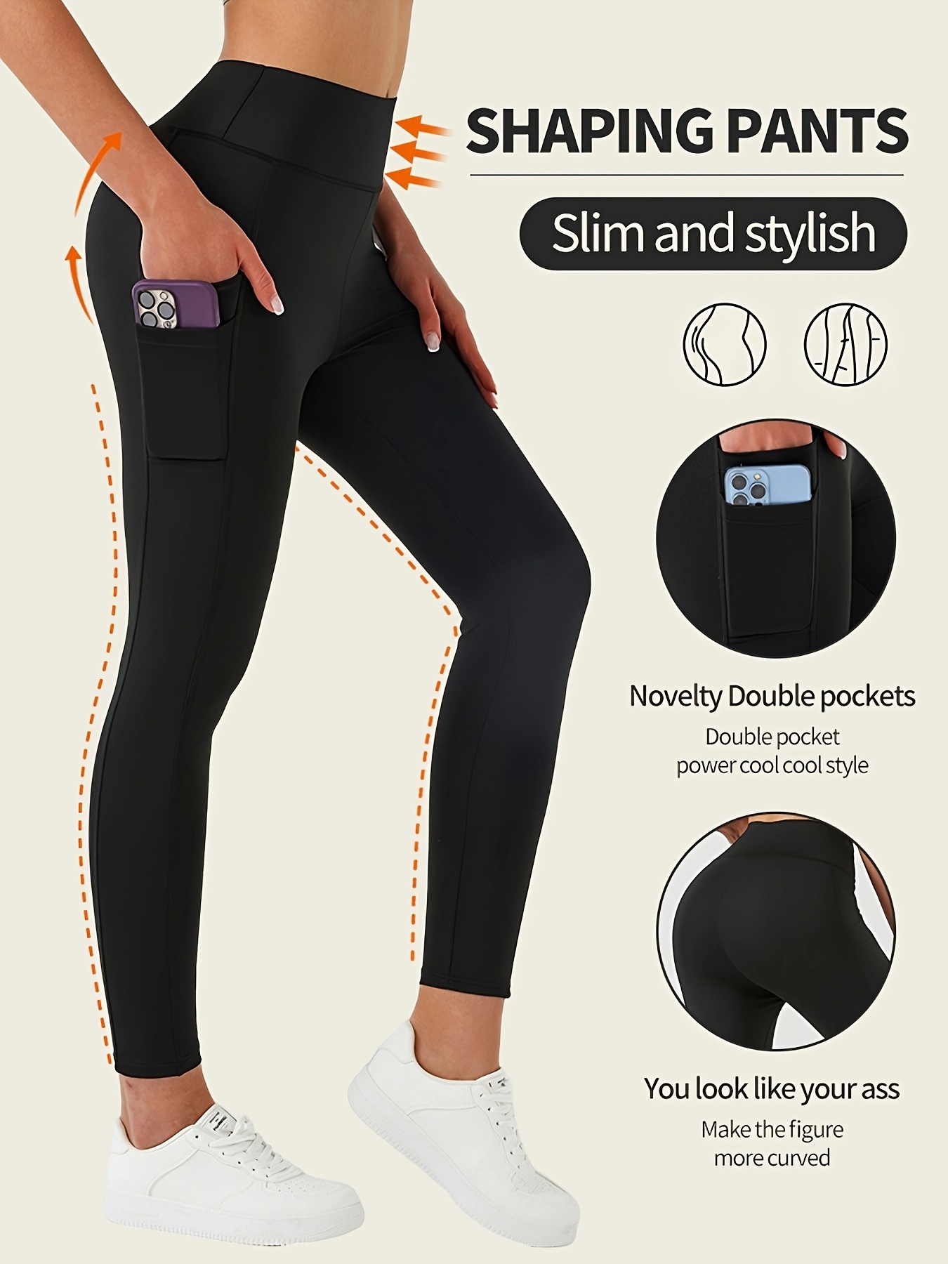 Women's Solid Color Leggings - Full Length Footless Stretch Pants For Yoga & Fitness, One Size Fits S-M-L