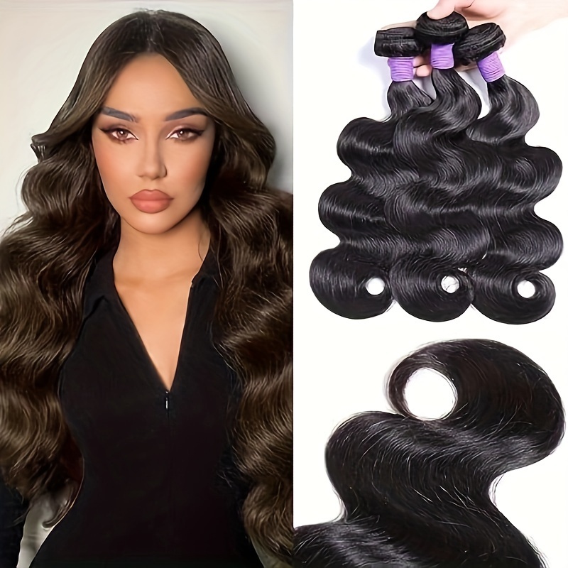 

Brazilian Virgin Human Hair Bundles Body Wave Brazilian Hair Weave 3 Bundles Deal Remy Human Hair Extensions Body Wave For Women 1b Color Body Wave Hair Wefts