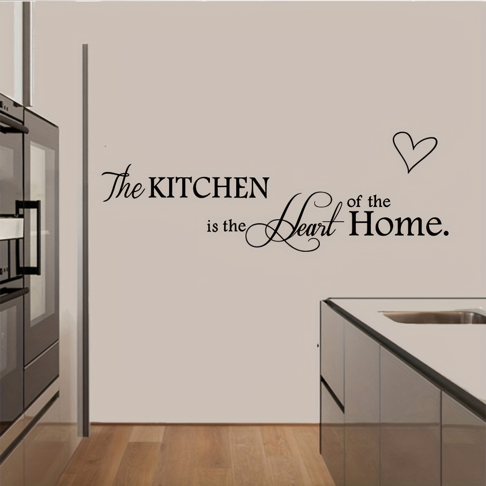 1pc Contemporary "the Kitchen Is Of The Home" Quote Wall Decal, Vinyl Self-adhesive Lettering Sticker, , Reusable Glass Surface Wall Art