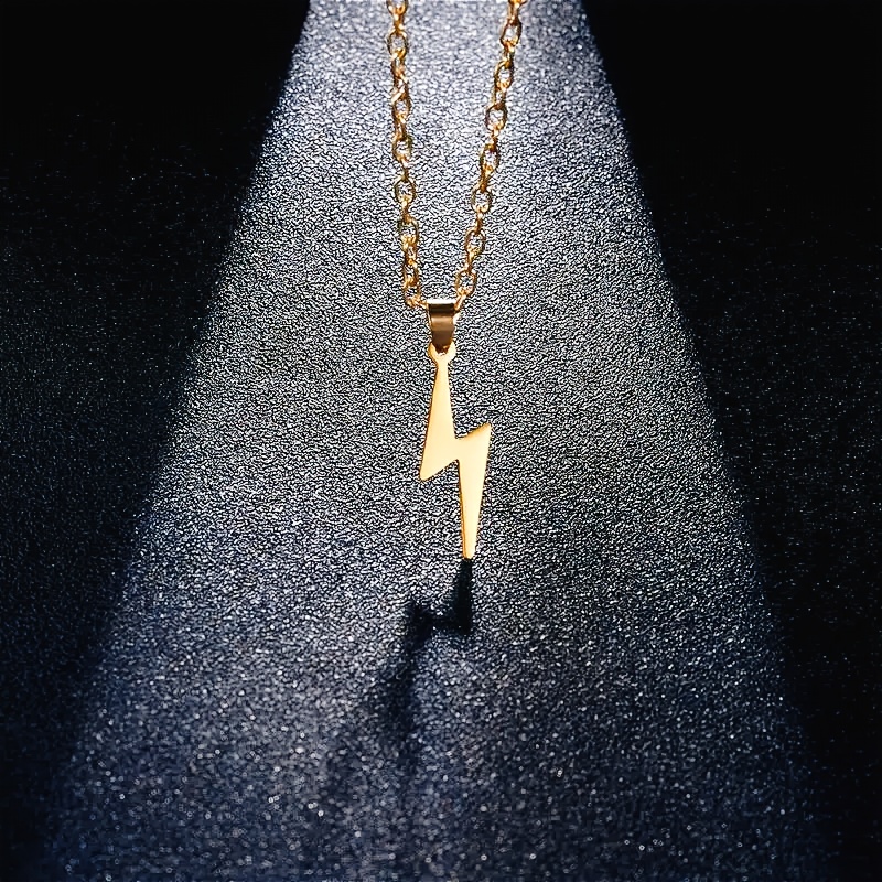 Unique Creative Golden Lightning Pendant Necklace, Unisex
