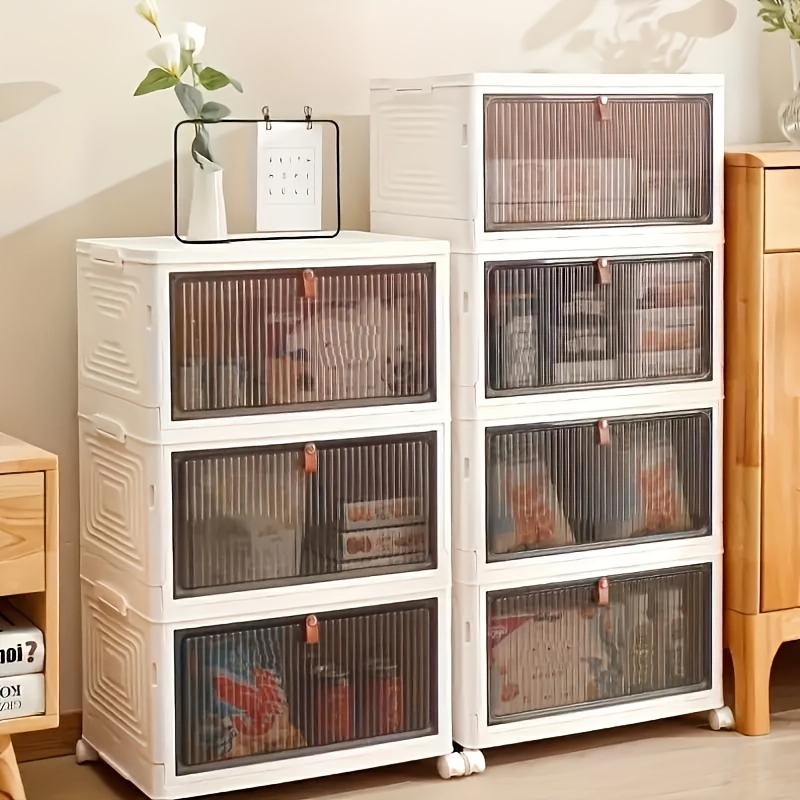 

Versatile Foldable Storage Box - Durable, Transparent Pull-out Cabinet With Smooth Drawers For Toys & Shoes, Space-saving Design, Easy Assembly