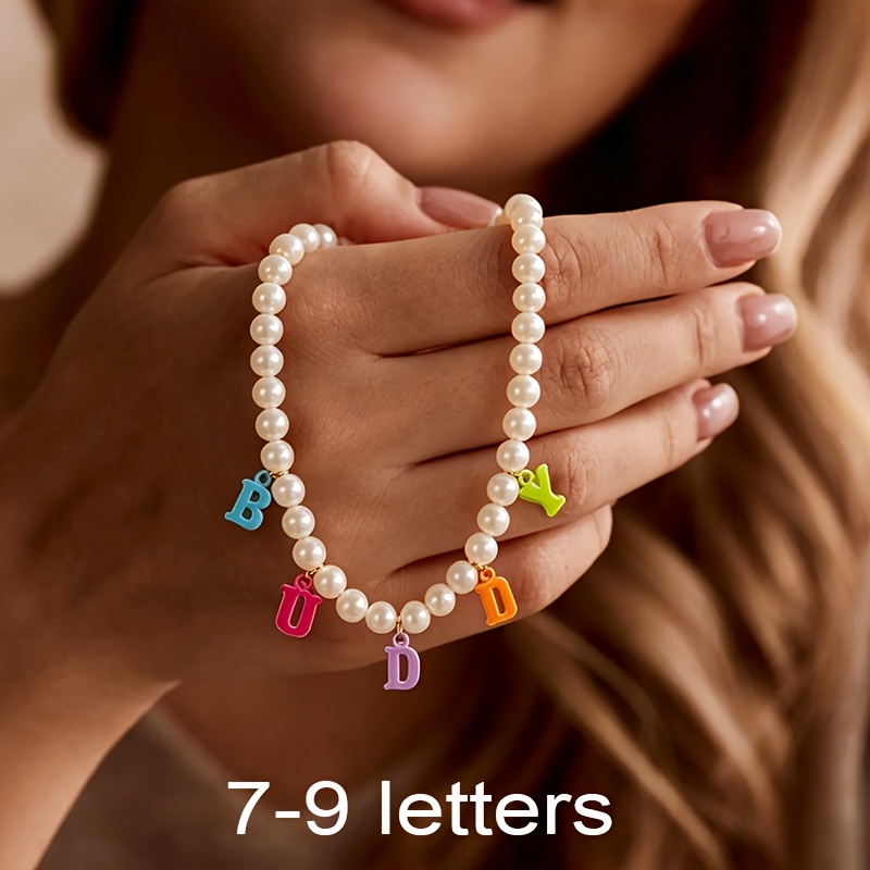 Custom Colorful Letter Bead Name Necklace, Unisex Gift