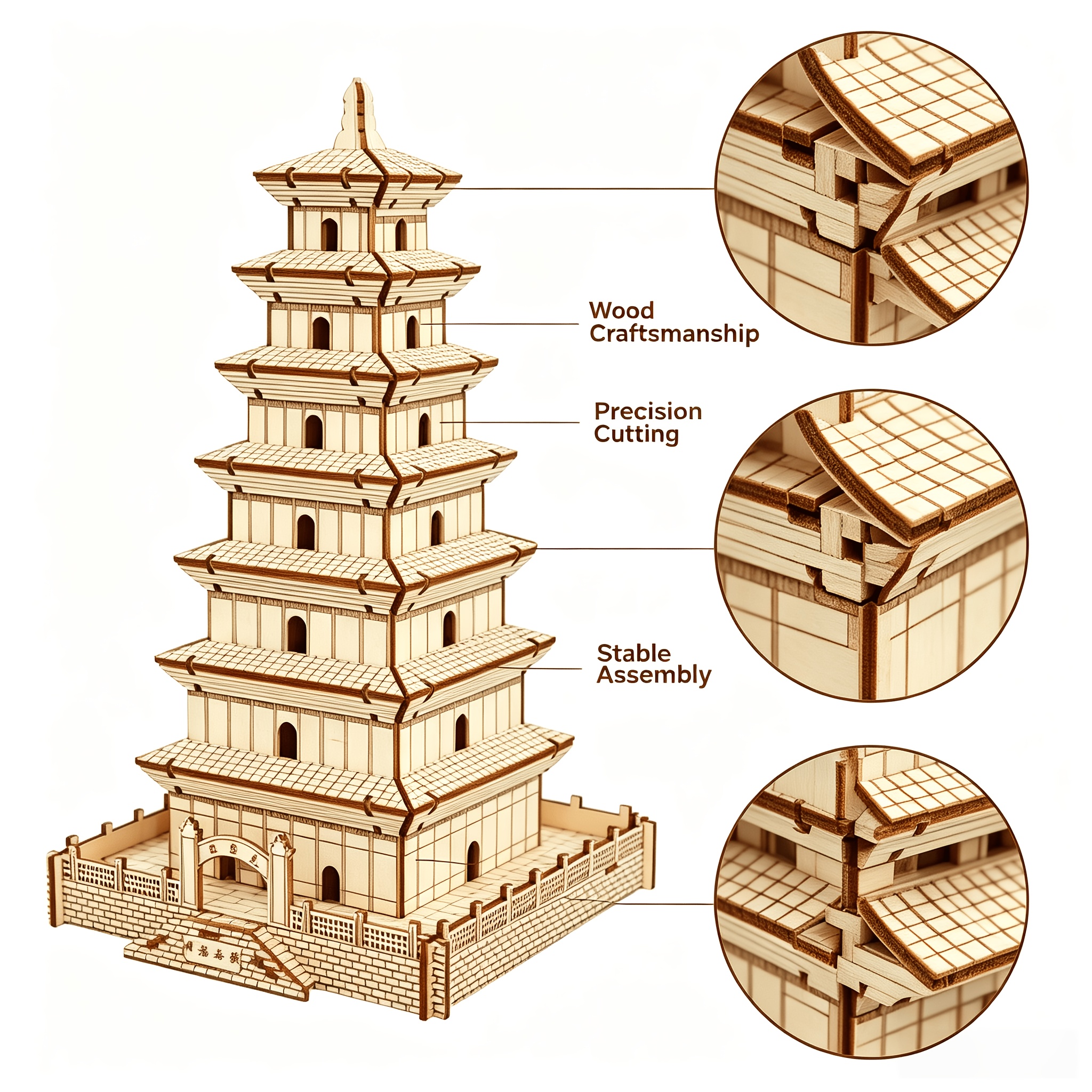 110pcs 3D Puzzle Wild Goose Pagoda, Fun Brain Teaser Gift