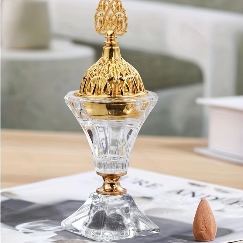 1pc Exquisite Crystal Glass Incense Holder - Upgrade Home Decor, Create Fragrance Atmosphere For Yoga, Meditation, Spa Relaxation, And As A Close Christmas Gift, Water