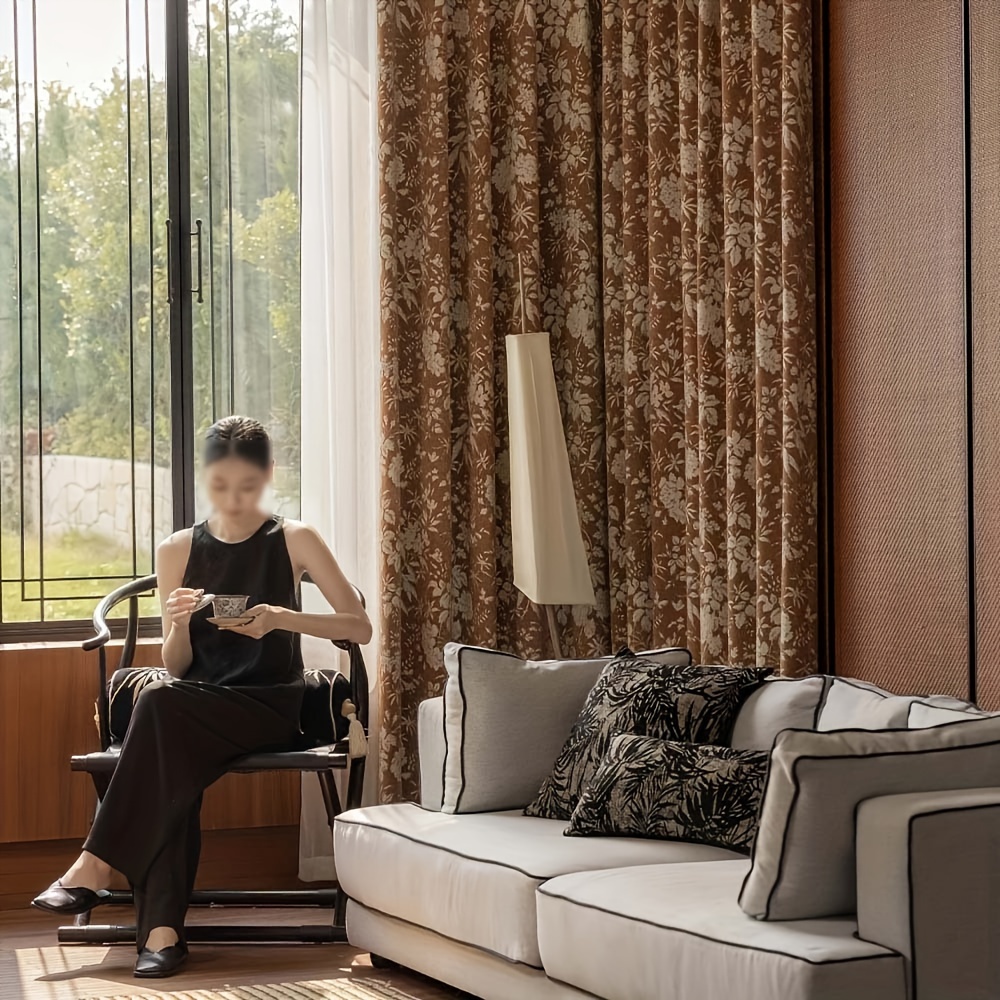 Pink Floral Jacquard Blackout Curtains - 96 Inch Long, Thermal Insulated, Grommet Top, 2 Panels - View #4