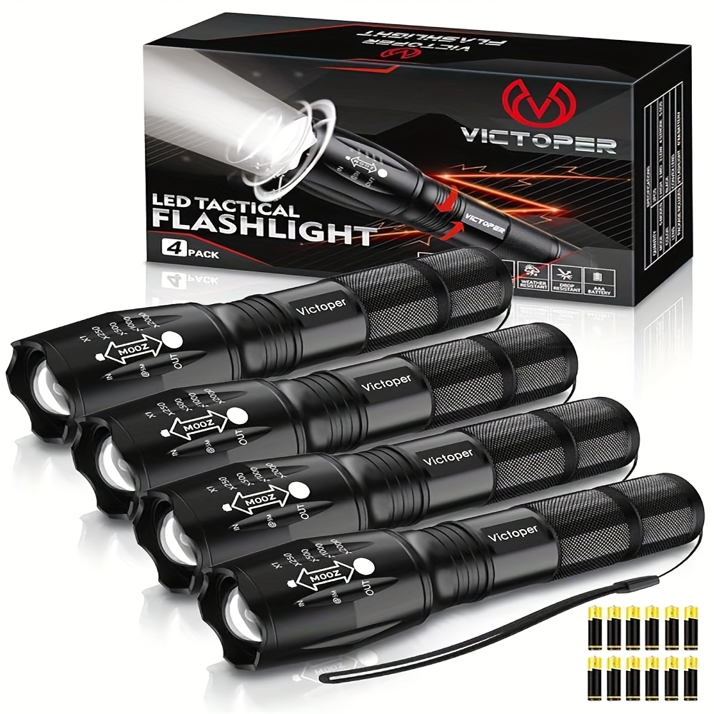 

tactical Led Flashlight Duo: 2000lumen Flashlights 5 And A Focus For Versatile Lighting. Ideal For And A Perfect Birthday Gift For Men, Women, And Adults." Pack Of 4