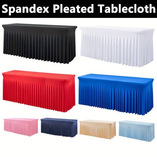 1pc spandex stretch tablecloth pleated tablecloth tablecloth skirt tablecloth banquet tablecloth suitable for weddings birthdays parties meetings outdoor and business events integrated design washable and reusable