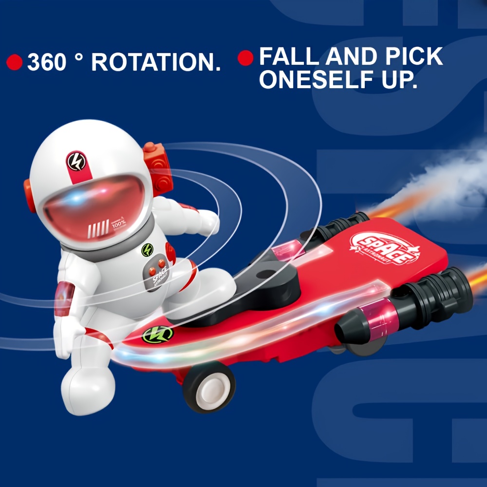 Astronaut Remote Control Skateboard Toy With Light Spray, 360° Rotating Stunt Car, Rechargeable Battery, Indoor/outdoor Multiplayer, Suitable For Children Over 8 Years Old, Birthday Creative Gift
