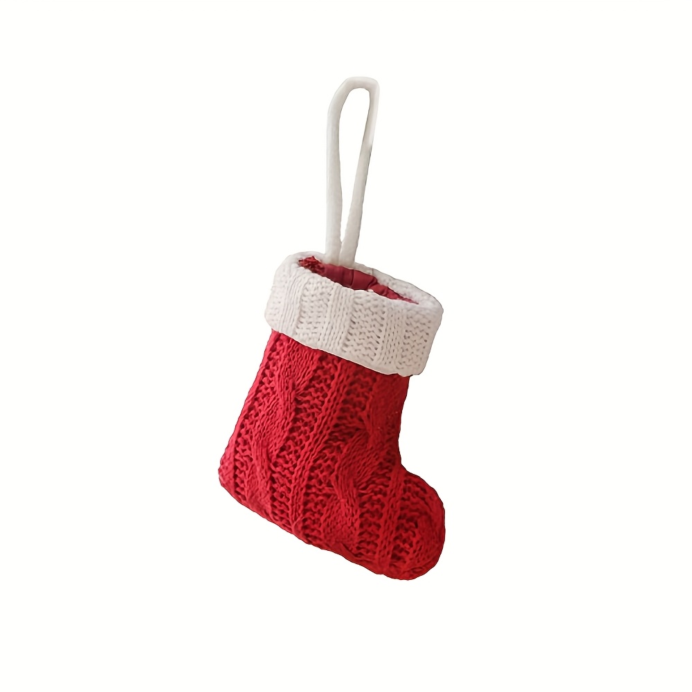 TEMU 1pc/2pcs European-style Knitted Christmas Stockings, Christmas Tree Decorations, Socks, Creative Tableware Bags For Furniture, Gift Bags For
