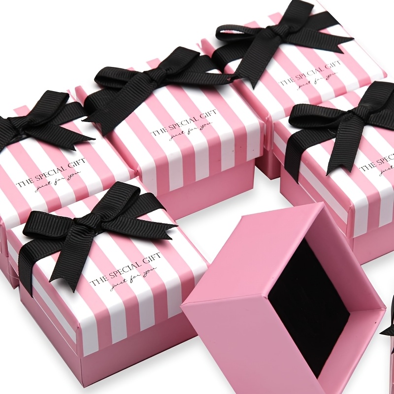 TEMU 6 pezzi Scatole Regalo in Cartone per Gioielli | Scatola Regalo Quadrata Rosa con Bianche per Esposizione Anelli, Distintivi, Spille, Orecchini
