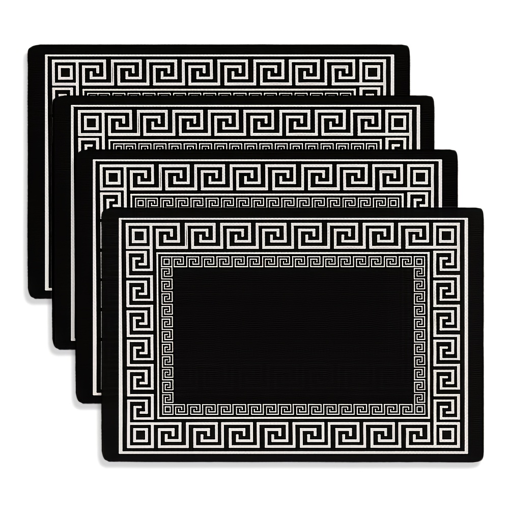 TEMU 2/4/6/8er-Set – Elegante schlichte Tischsets in einfarbigem Schwarz mit minimalistischem chinesischem Design – Geeignet für Feiertagsbankette