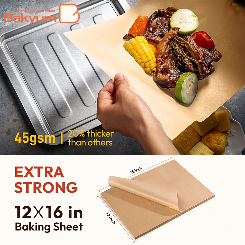 400pcs   unbleached parchment paper sheets 12x16 inch heavy duty 45gsm non stick oil proof double silicone coated pre cut baking sheets for oven air fryer grilling steaming kitchen essentials grilling paper durable baking liner professional chefs meal preppers Product details 0
