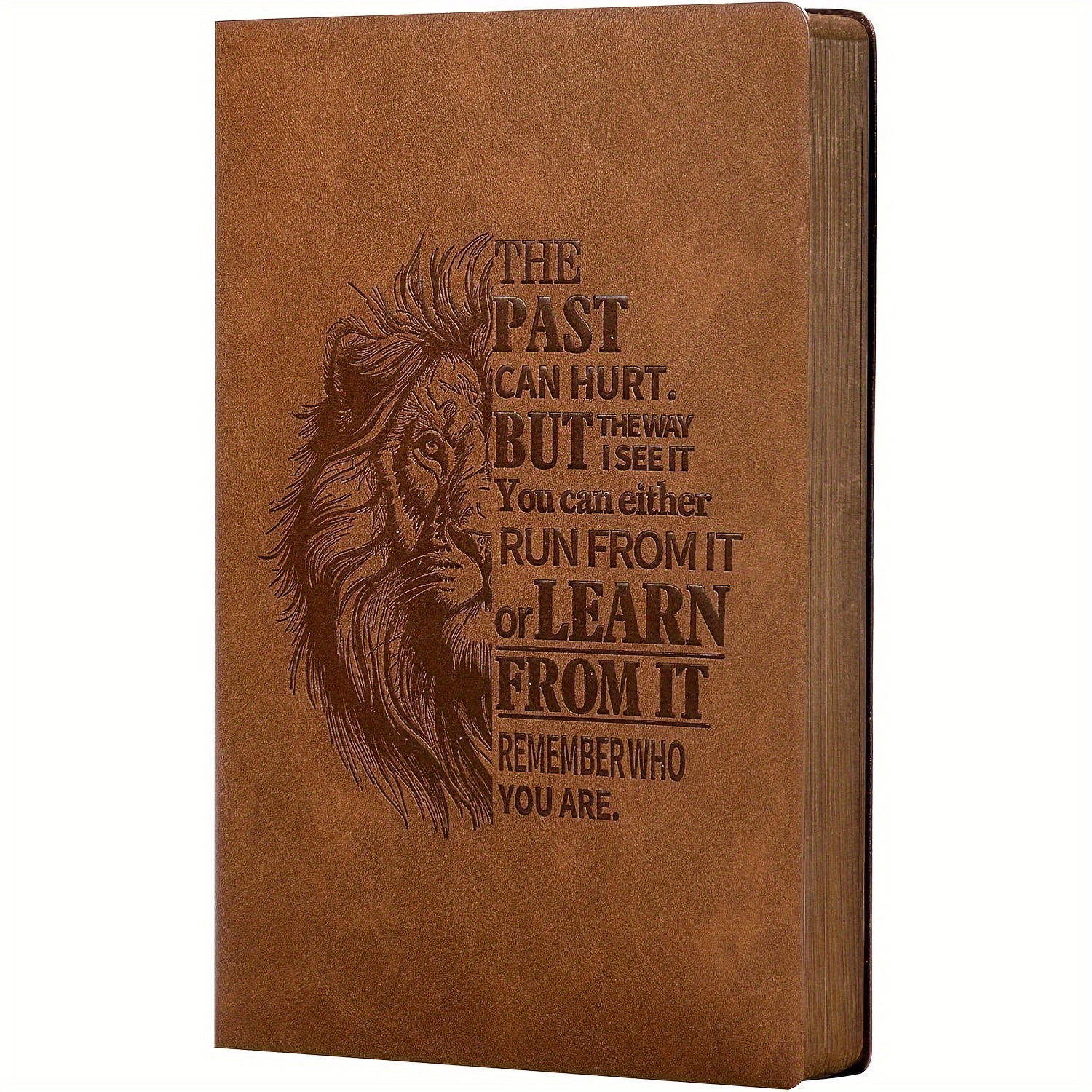 

Vintage-inspired A5 Leather Journal Notebook With Lion Embossing – 256 Lined Pages, Soft Cover, Rounded Edges With Secure Binding And Ribbon Bookmark