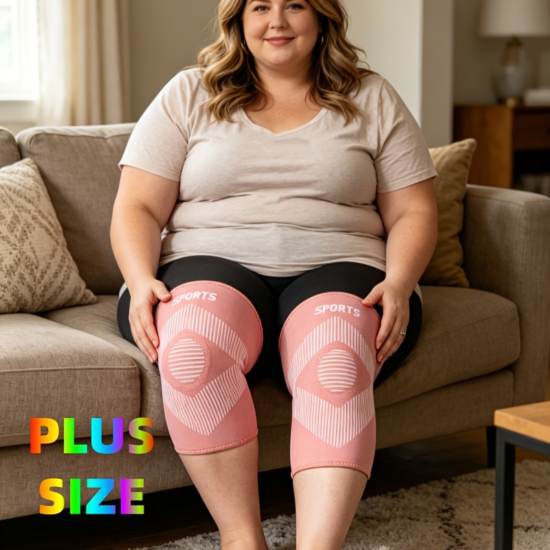 TEMU 2pcs/1 Pair-plus Size Knee Sleeves With Non-slip Strips, Extra Large Breathable And Comfortable Knee Braces, Compression Knee Support For