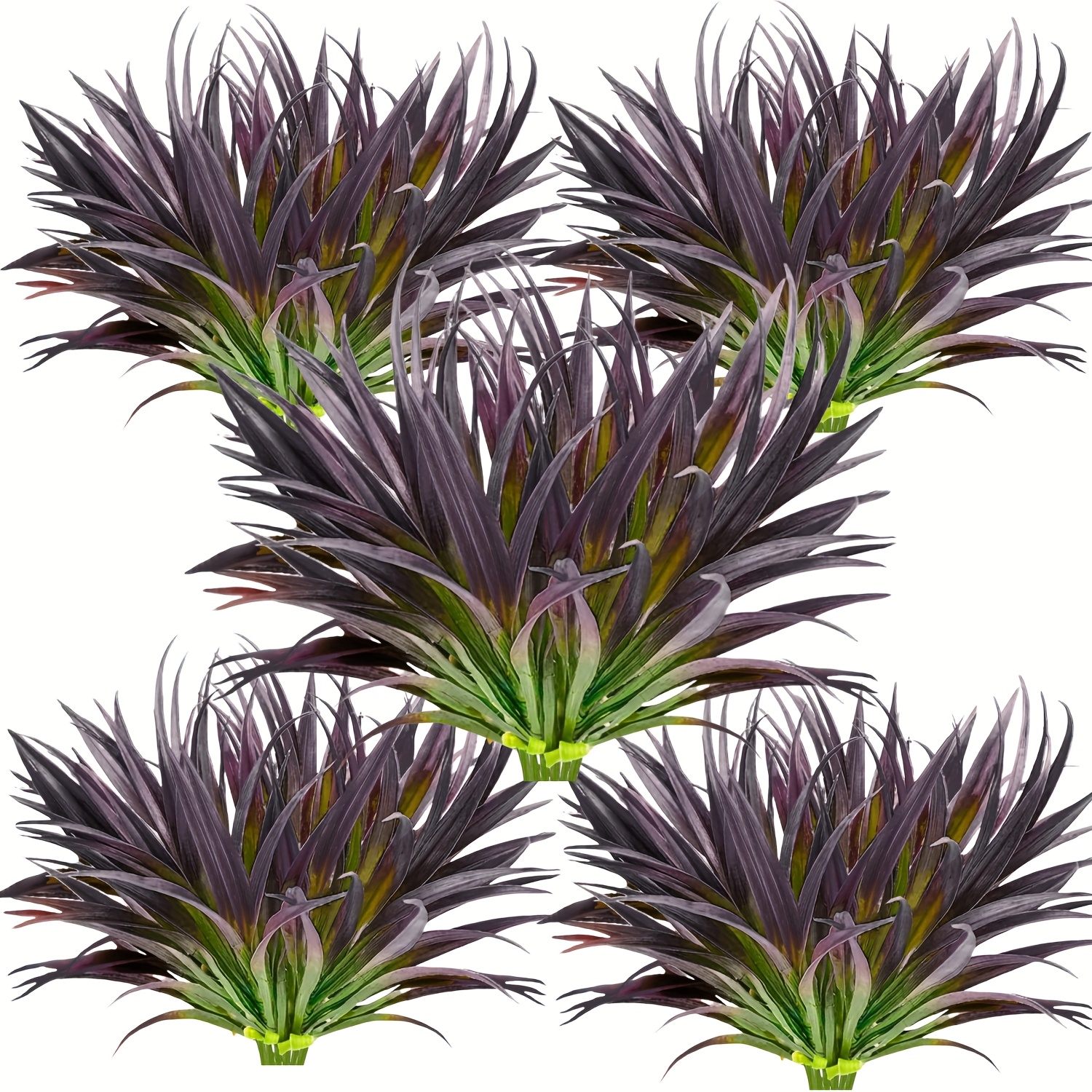 5 artificial grass outdoor uv resistant   plants artificial tall grass plant artificial flower shrub suitable for indoor home window box   patio hanging planter front porch decor deep purple   for christmas valentines day halloween thanksgiving easter events minimalist decoration plastic grass and more occasions
