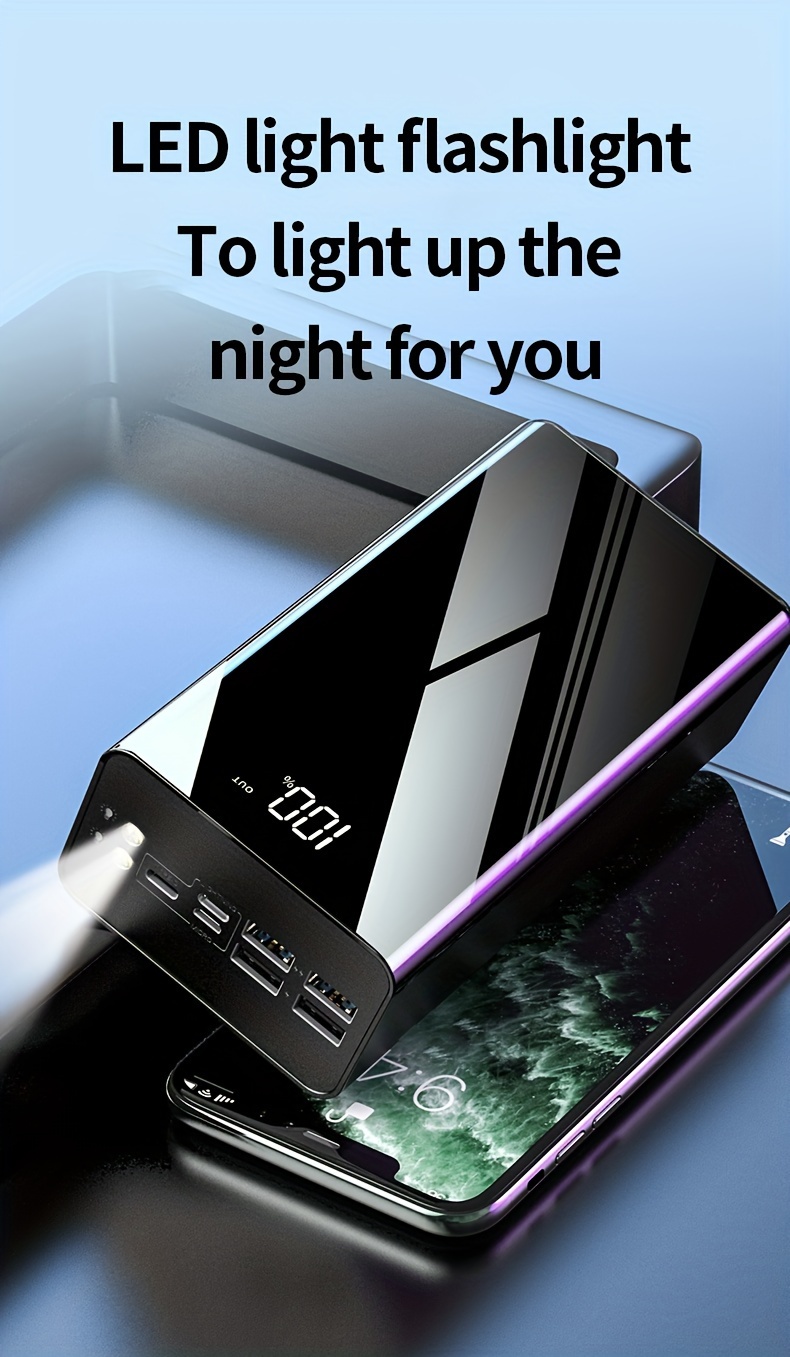 50000mAh Large Capacity Mobile Power Bank With Lighting/LED Power Display/multiple Type-C/Micro/USB Ports, Can Quickly Charge Mobile Phones/electronic Products And Other Devices, Portable Emergency Power Supply Device For Outdoor Travel, Gift