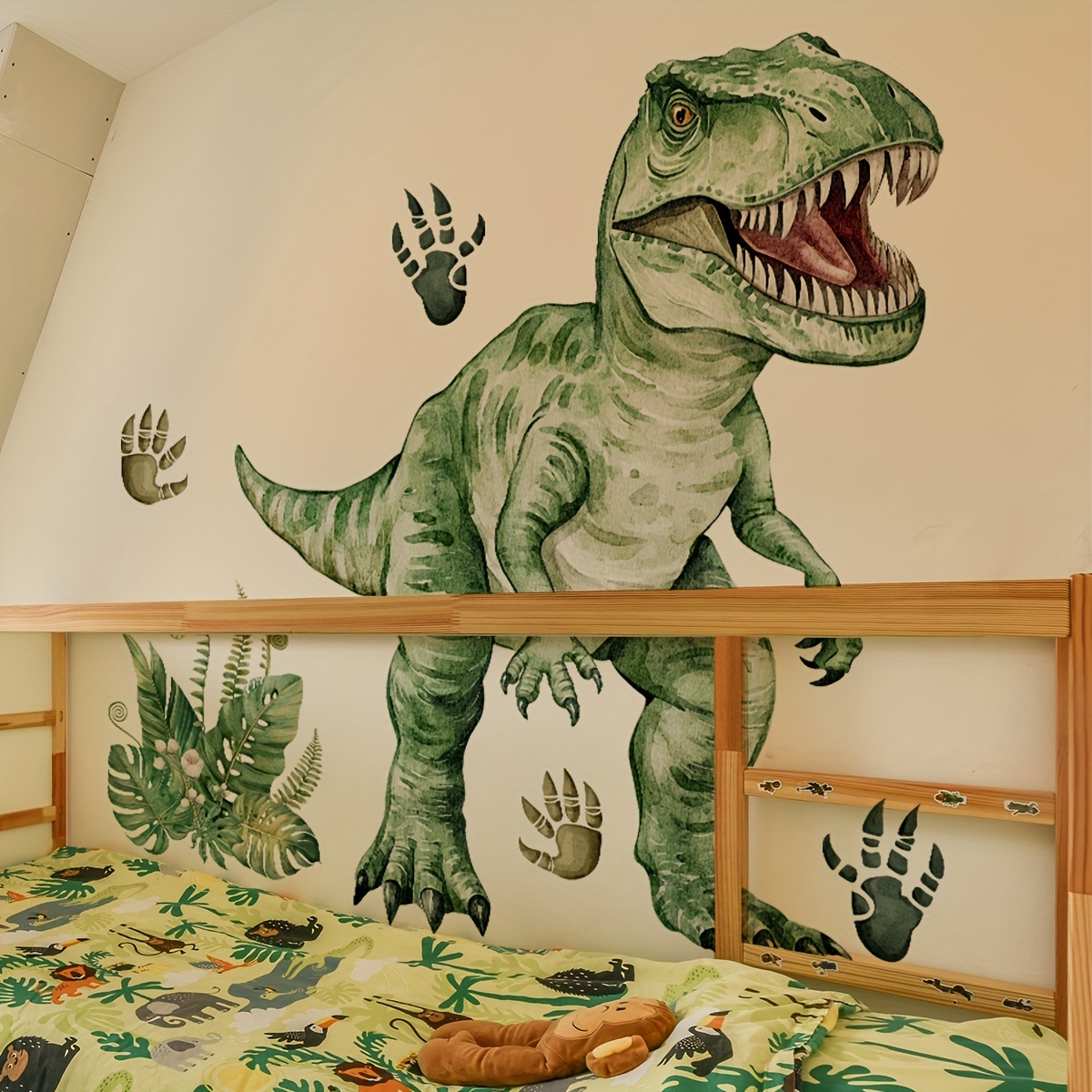   of two hand drawn dinosaur plants wall stickers for bedroom and living room background wall home decoration self   ms7326 yc 0