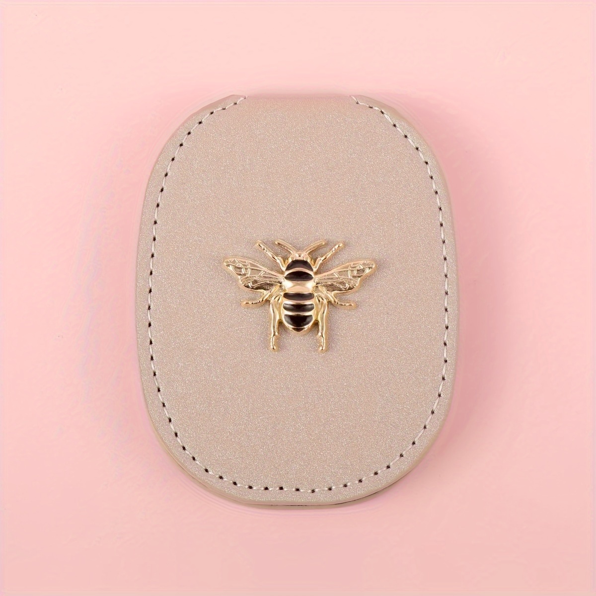 TEMU 1pc Oval Rose Golden- Ornament Makeup Mirror, Desktop Vanity Mirror, Handheld Portable Compact Travel Mirror, Available In Black, Pink, White,