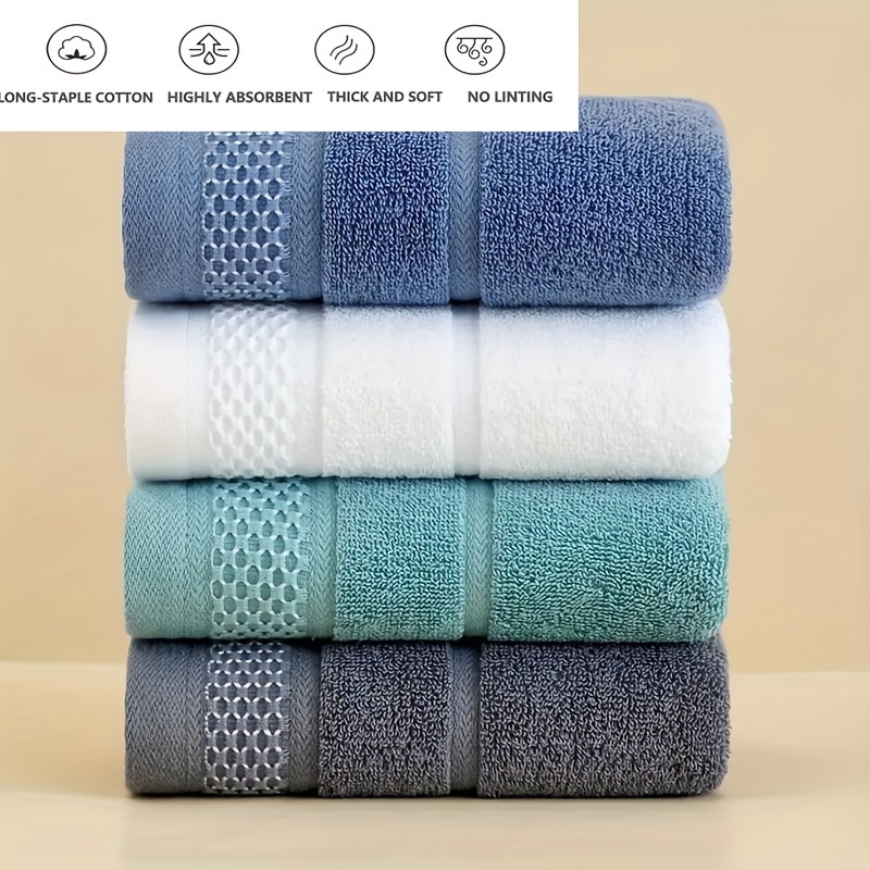 

4-pack Premium Cotton Hand Towels Set, 450 Gsm Woven Plaid Pattern, Contemporary Style, Super Absorbent & Soft For Bathroom, Christmas Space Theme, Machine Washable - 34x74cm