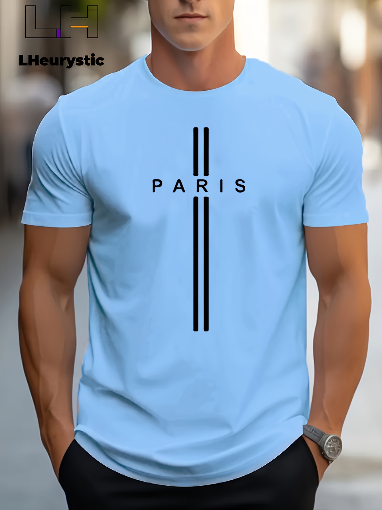 Men'S Sports Top with a PARIS Letter Pattern Print