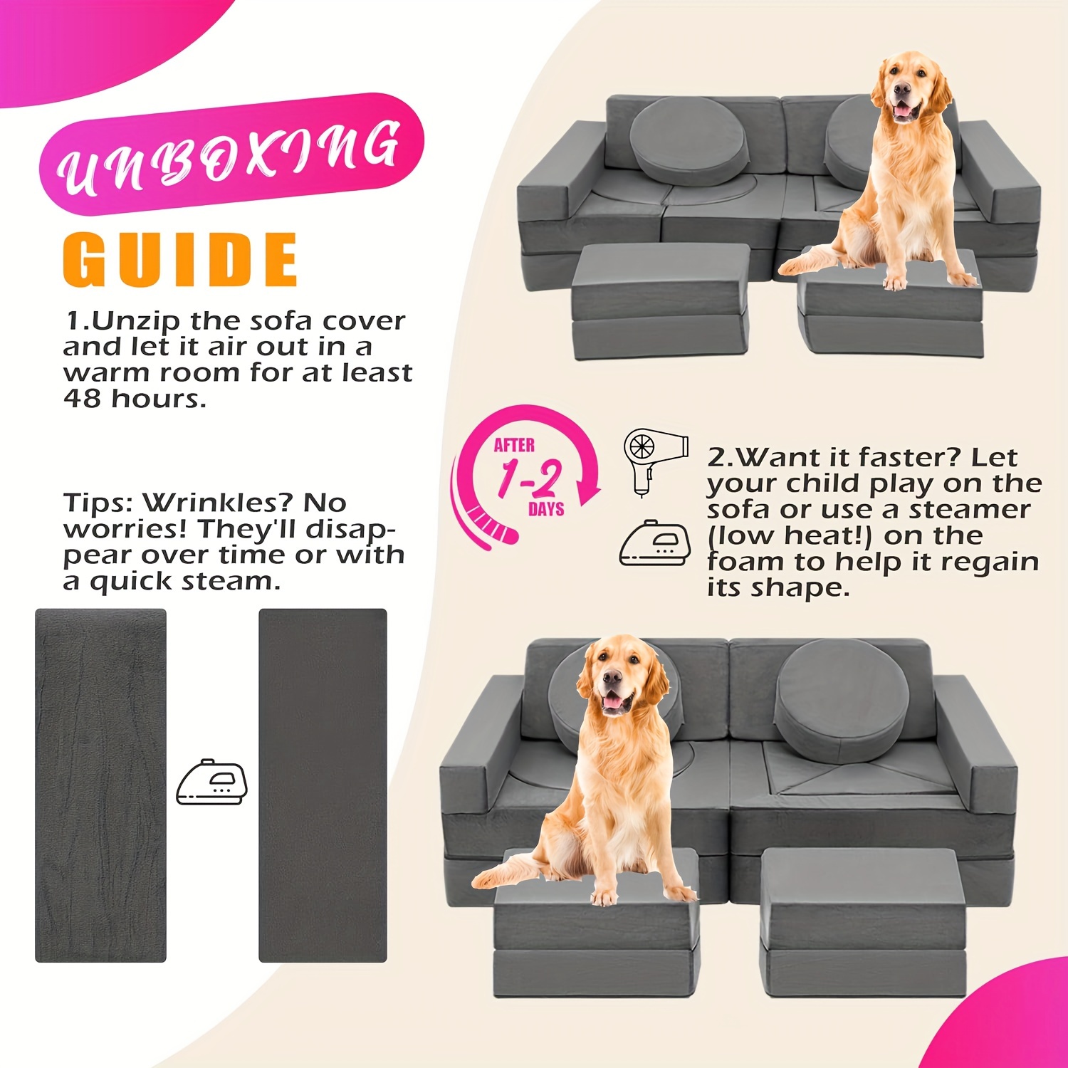 18pcs curved multiple shapes pet bed modern cloud sofa with soft boucle upholstered comfortable animals couch for living room   Product details 0