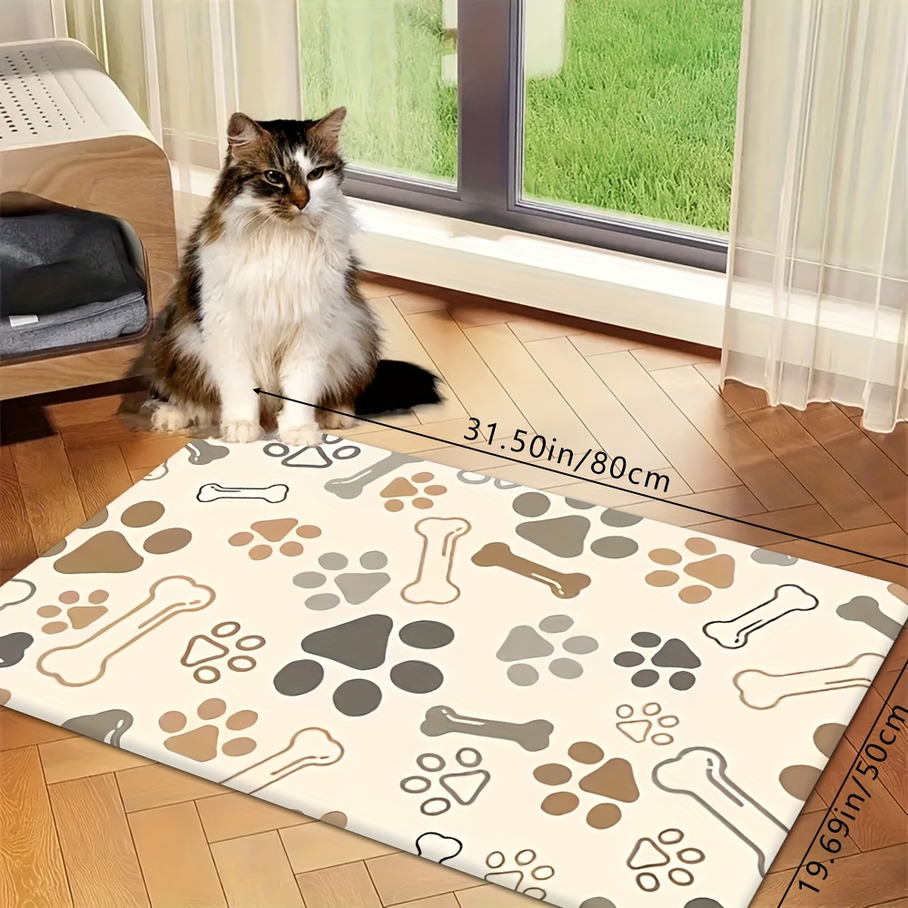 1pc Creative Cartoon Floor Mat Cat Litter Box Pad, Soft and Machine  Washable Pet Meal Mat Pet Bowl Pad, Home Decor Fl - Main Image