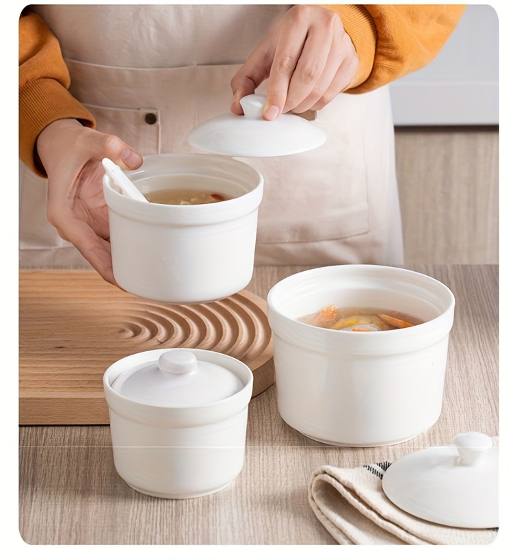 cute ceramic   bowl with lid   soups desserts healthy cooking   kitchen restaurant essential details 6