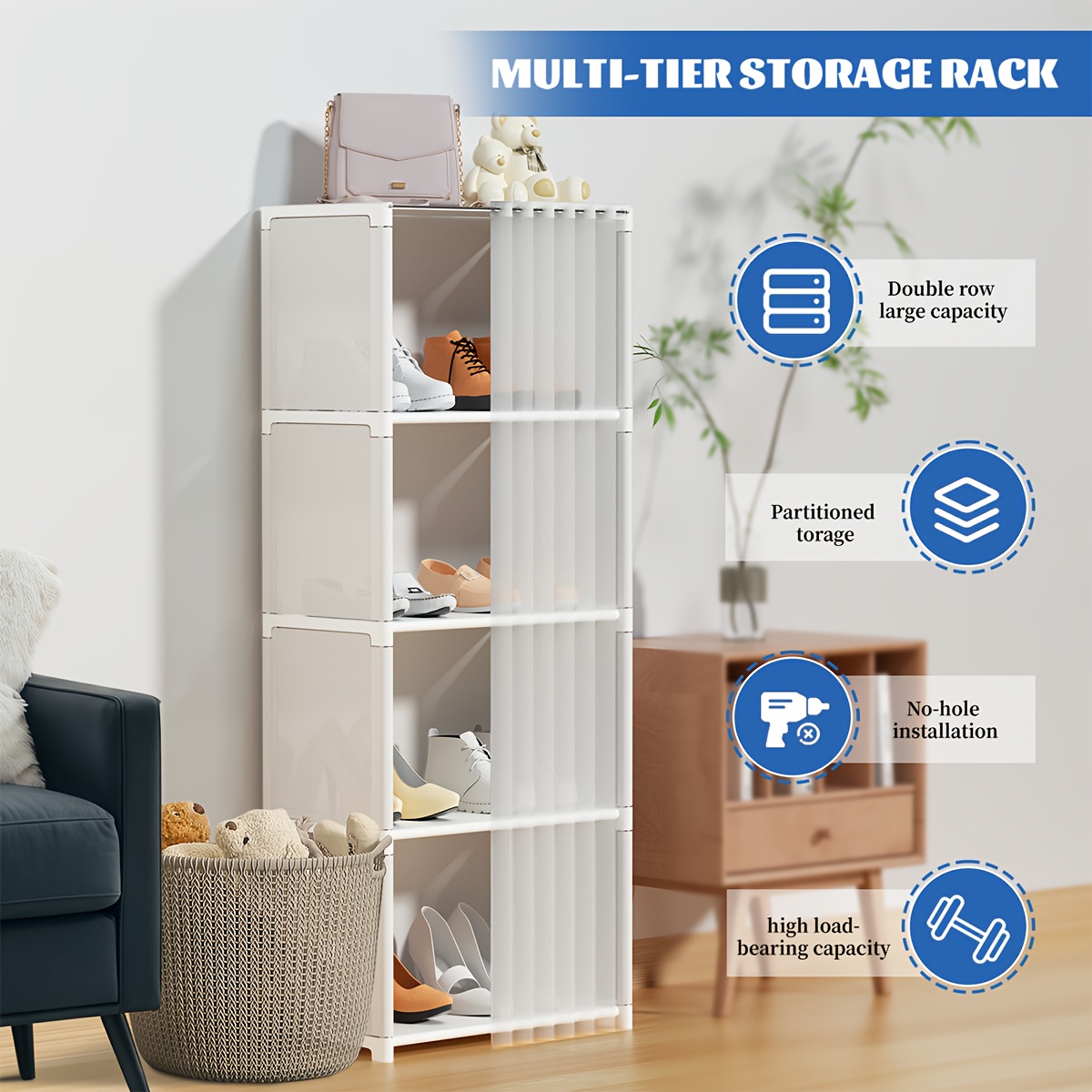 TEMU 5/10-cube Storage Organizer, 6 Tier Dust-proof Wardrobe, Multi-functional Storage Rack, Easy To Assemble, Portable Closet Wardrobe, Heavy Duty