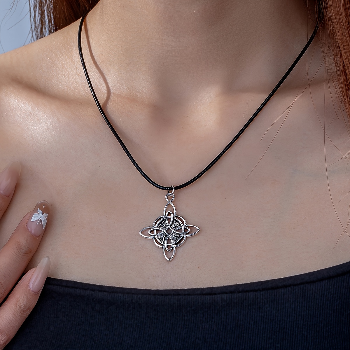 TEMU Collar de Cordón de Cera con Colgante de Aleación y Nórdico Gótico Vintage para Uso