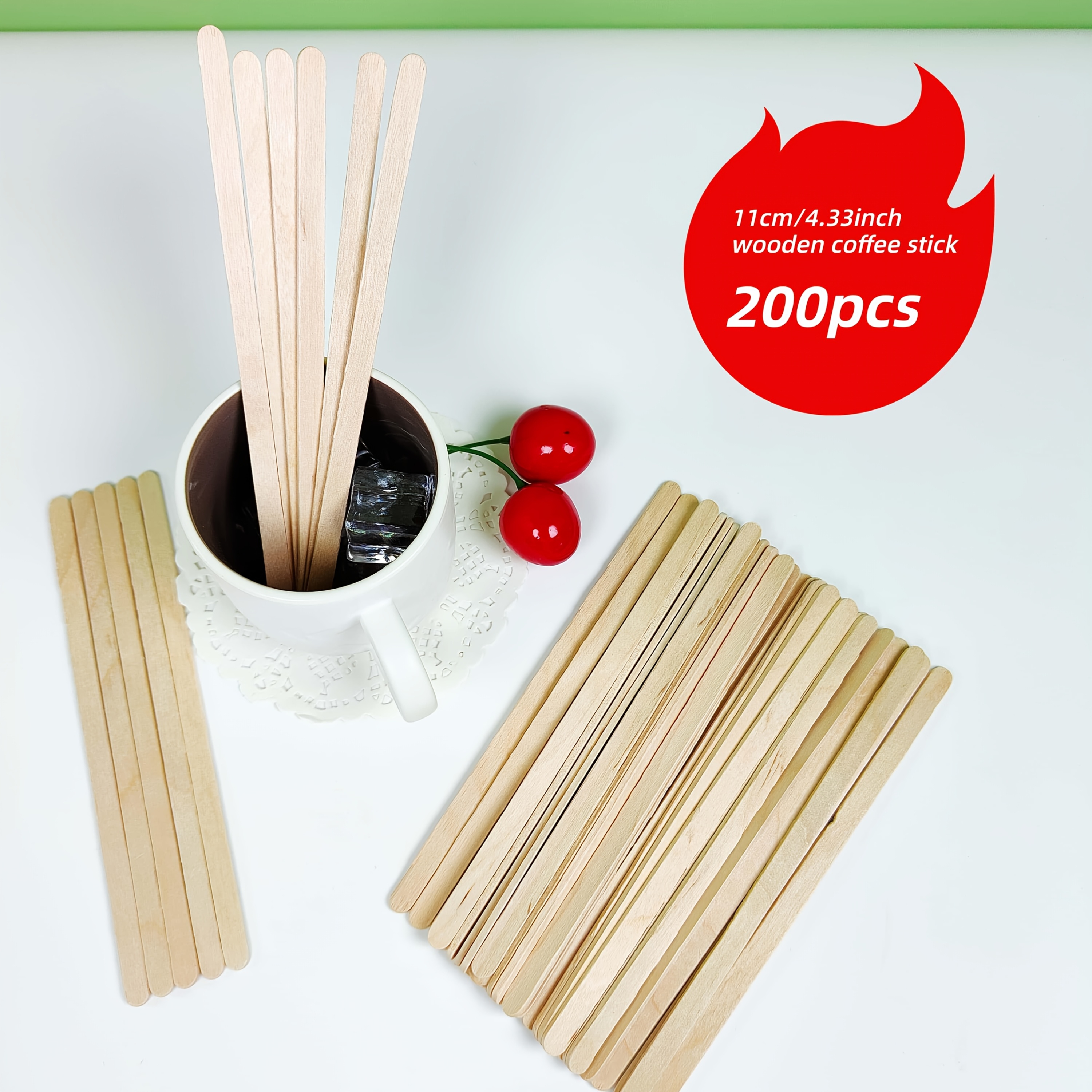 Wooden Coffee Stirrer Sticks – 7 Inch, Birch, Disposable & Biodegradable, 200-Pack For Coffee, Tea, Cocktails & Crafts-883490