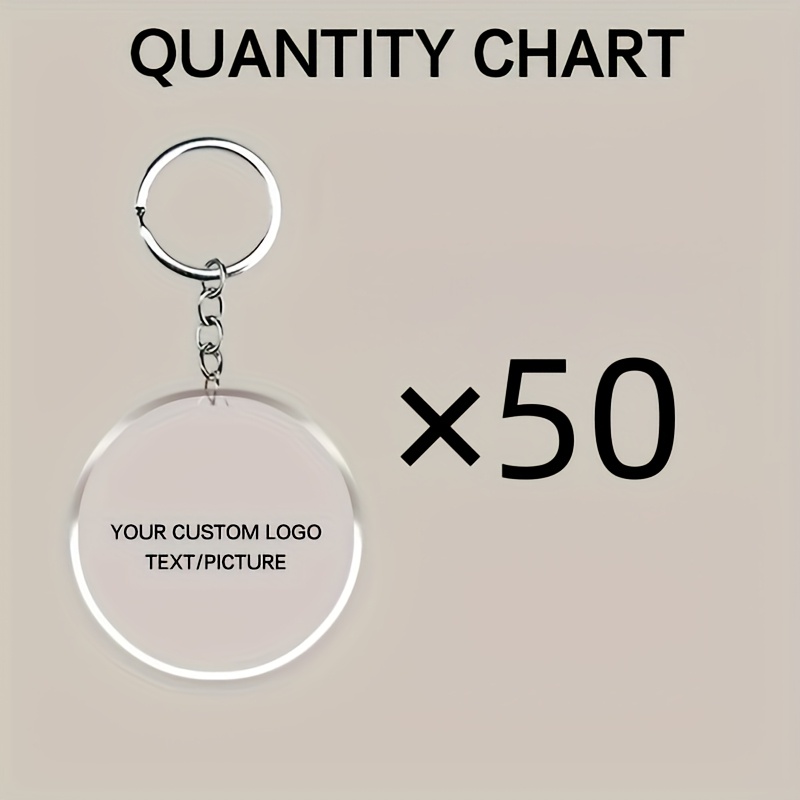 TEMU Cadeau pour elle/lui, de commande de 50pcs/100pcs, personnalisez votre photo, pendentif de clé en acrylique, porte-clés de voiture en acrylique