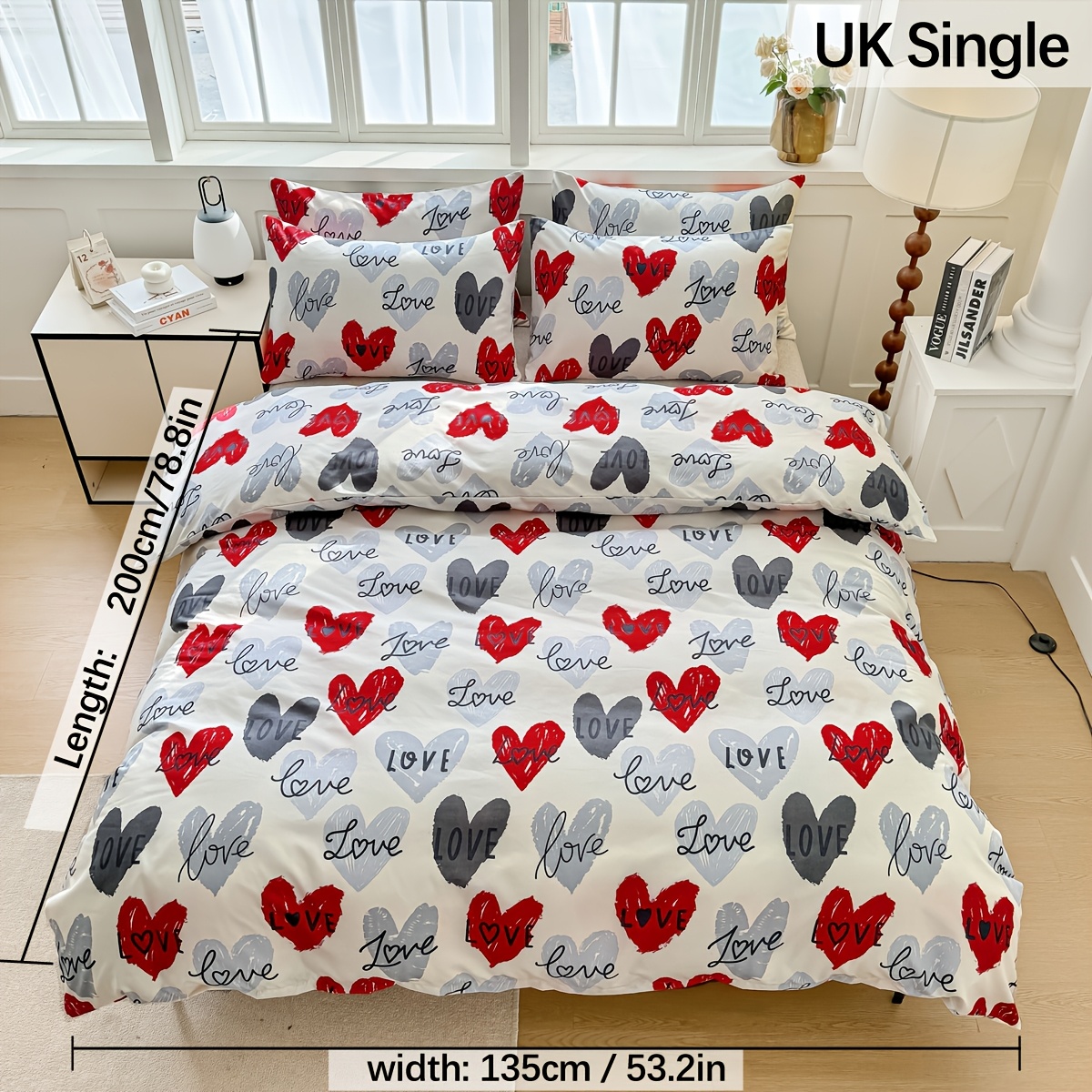 Image of 3pcs Bedding Heart Sunny Duvet Cover Set (1 Duvet Cover + 2 Pillowcases) Without Filling