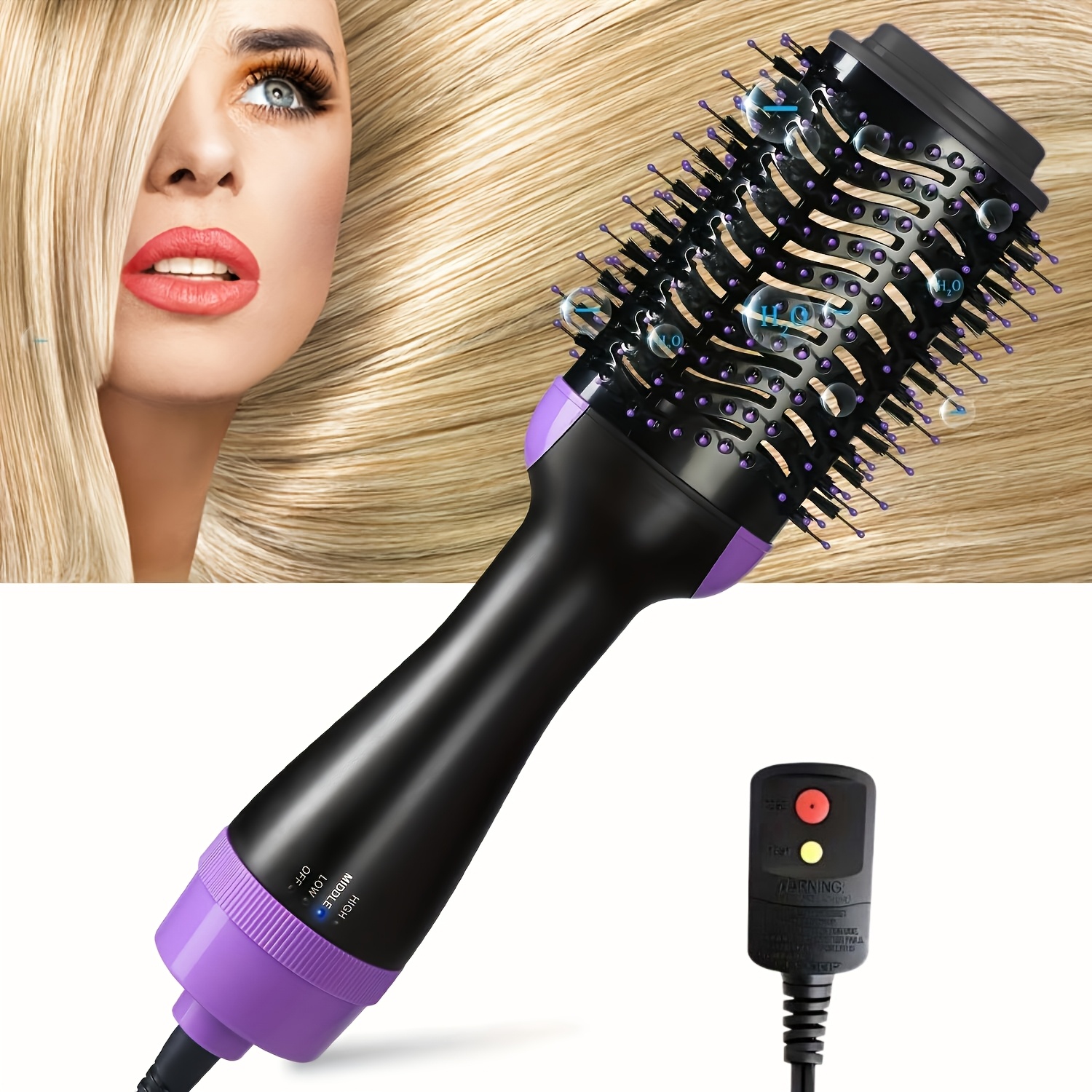 

Hot Air Brush Hair Dryer With Negative Ions, Adjustable Temperature, Ergonomic Handle - Reduces Frizz And Static For All , Blower Brush