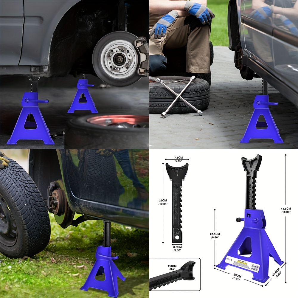 TEMU Pack-2 Heavy Duty Axle Jack Stands 3 Tonne Load Capacity, Height Adjustment 290mm To 408mm, For Lifting Repair, Easy To Fold