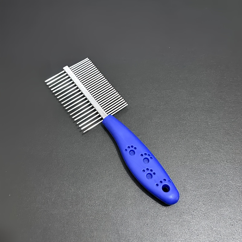 E-shop Hundekamm aus Edelstahl mit blauem Griff - Tangle-Entfernung und Massagebürstentool, ideal für das Auslaufen und die Tierpflege, bequemes