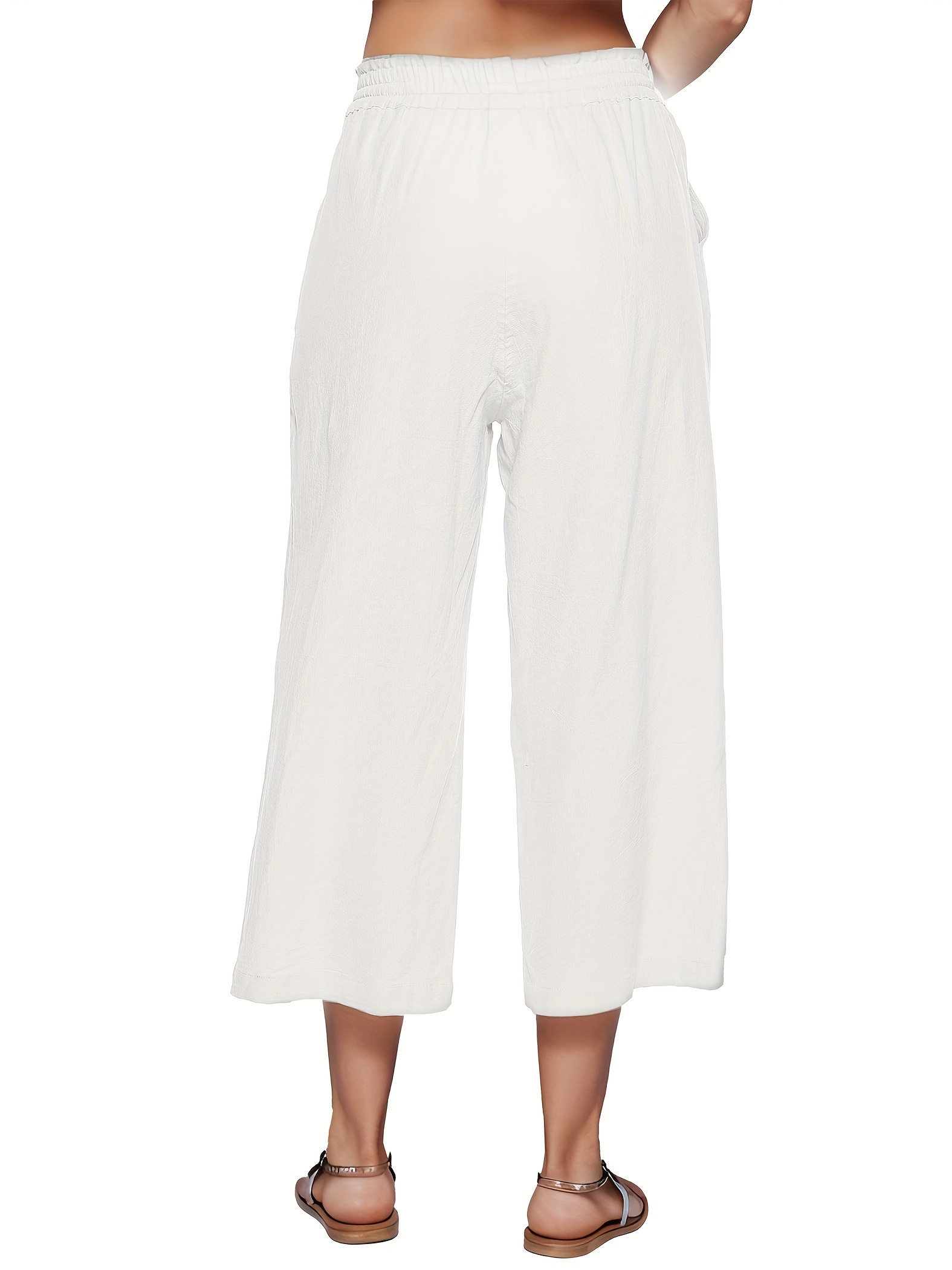 Wide Leg Capri Pants High Waist Crop Business Casual Slacks - Temu