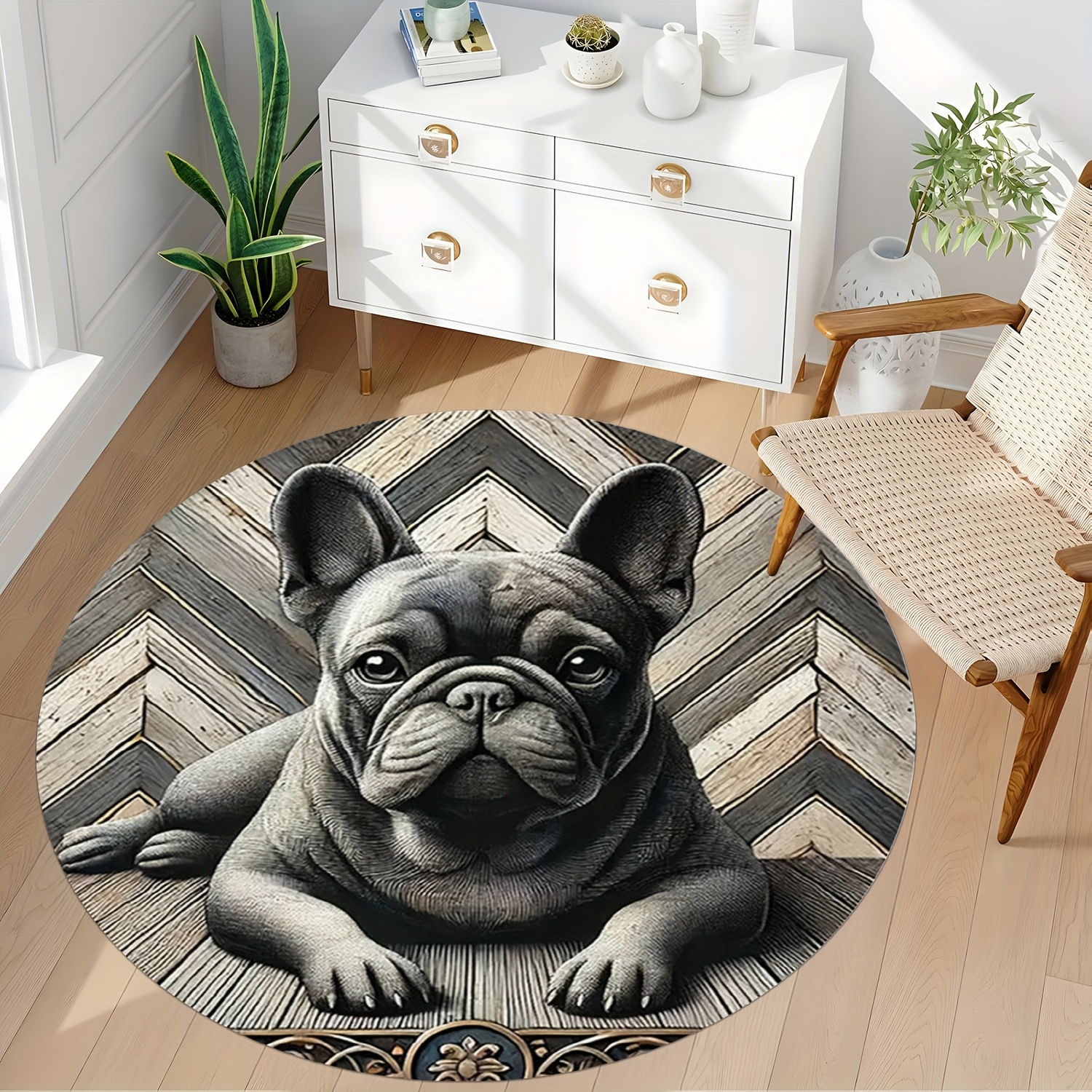 TEMU [product] 1pc, Pattern, Round Rug, Design - Washable, Suitable For Entryway Mats, Living Room, Coffee Table, Bedroom, Outdoor Patio, Garden, And