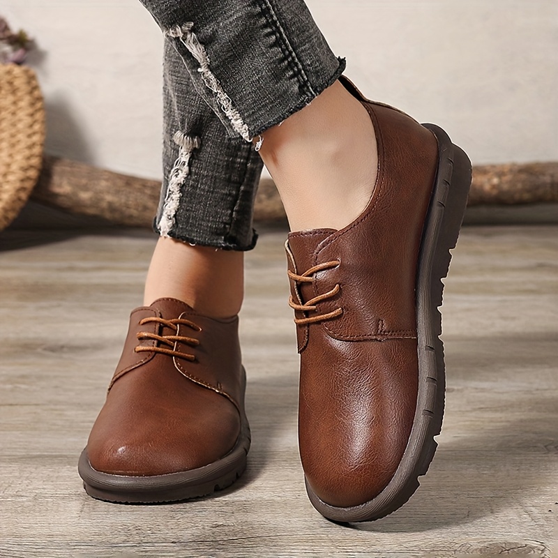 par zapatos mujer casual cordones color puntera Temu Chile