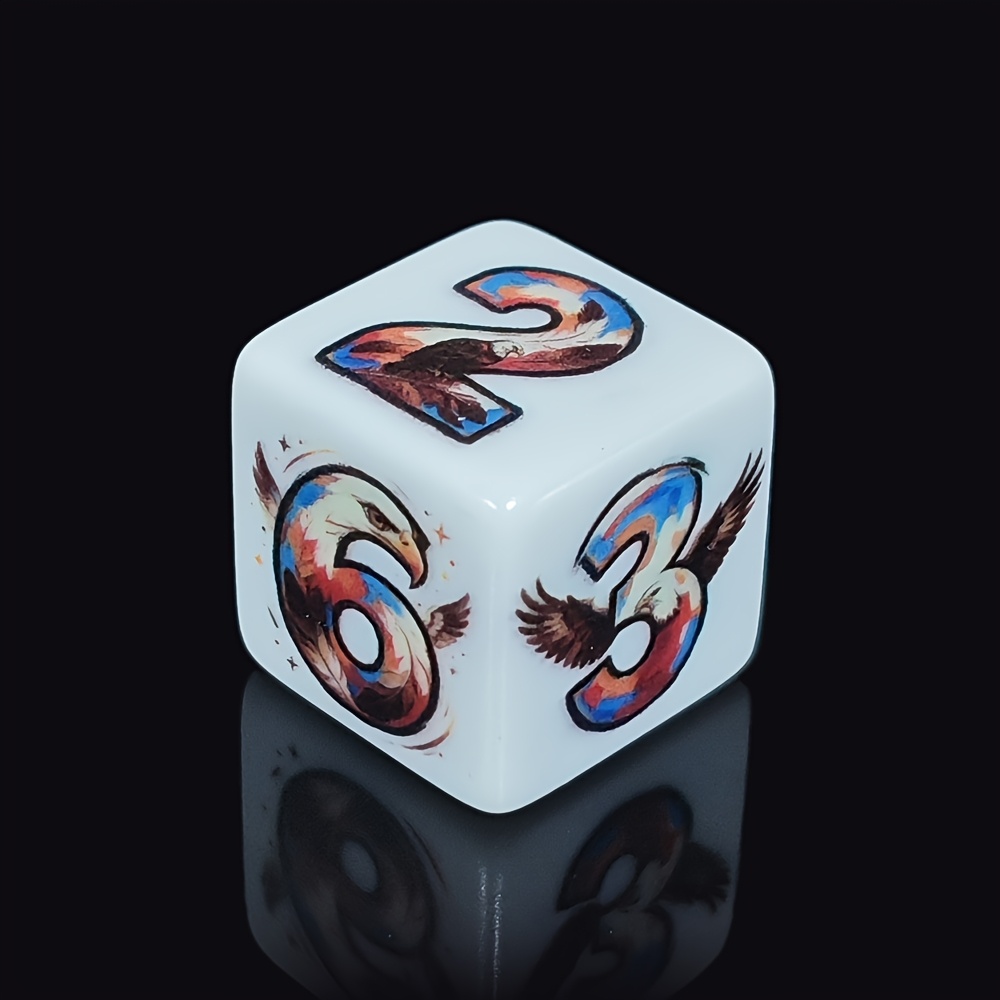 6pcs 16mm D6 Acrylic Dice Set with Vivid Eagle Pattern