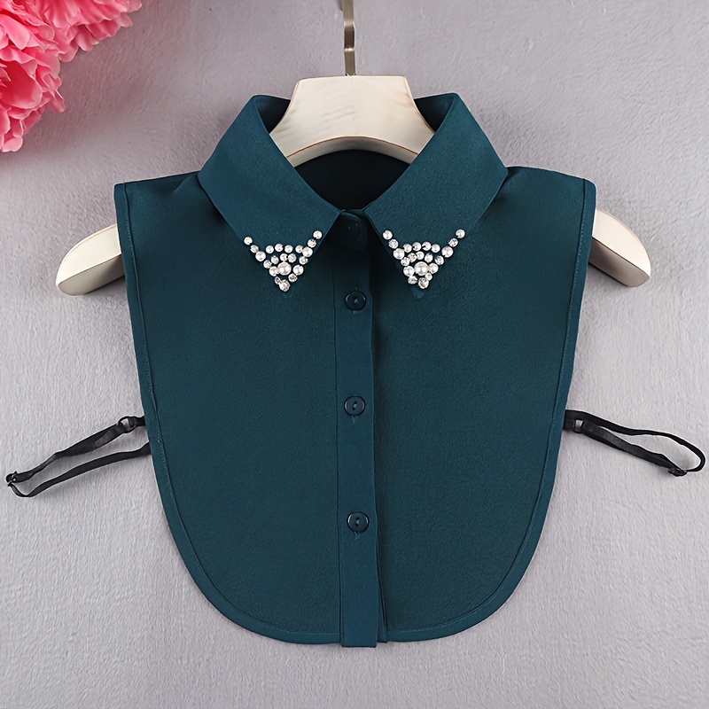TEMU 1 pièce Chemise triangulaire en mousseline de soie pour femme avec col élégant amovible