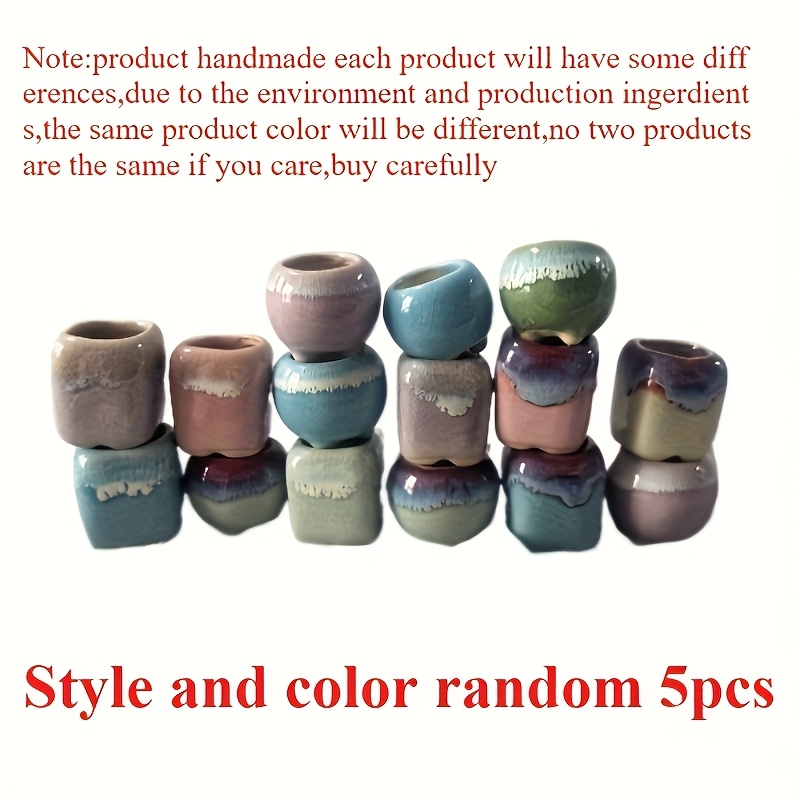 TEMU 1 Set Of 5 Colored And Shaped Mini Thumb Pots, Succulent Plant Pots, Suitable For Home Gardening Mini Pots Gardening Gift For Home Decor