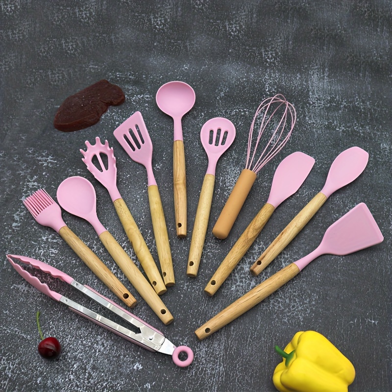 

12pcs Kitchen Utensil Set Wooden Handles - , Cooking For And Restaurant Use