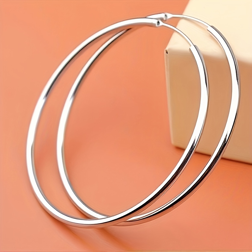 

Elegant 925 Sterling Silvery Hoop Earrings For Women - Lightweight, Thin In White