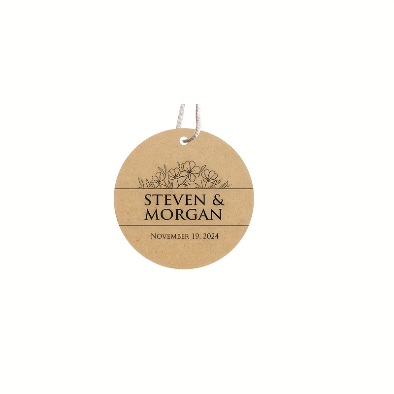 TEMU Personalized Round Paper Wedding Tags With The Names Of The Bride And Groom, Suitable For Gifts, Weddings, Birthdays, Bridal Showers, And Thank