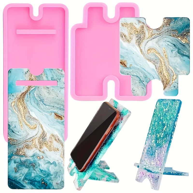 TEMU 1 Set Silicone Mold For Diy Cell Phone Holder Resin Casting - Epoxy Resin Mold For Crafting Phone Stand - Mobile Phone Bracket Silicone Mold Kit