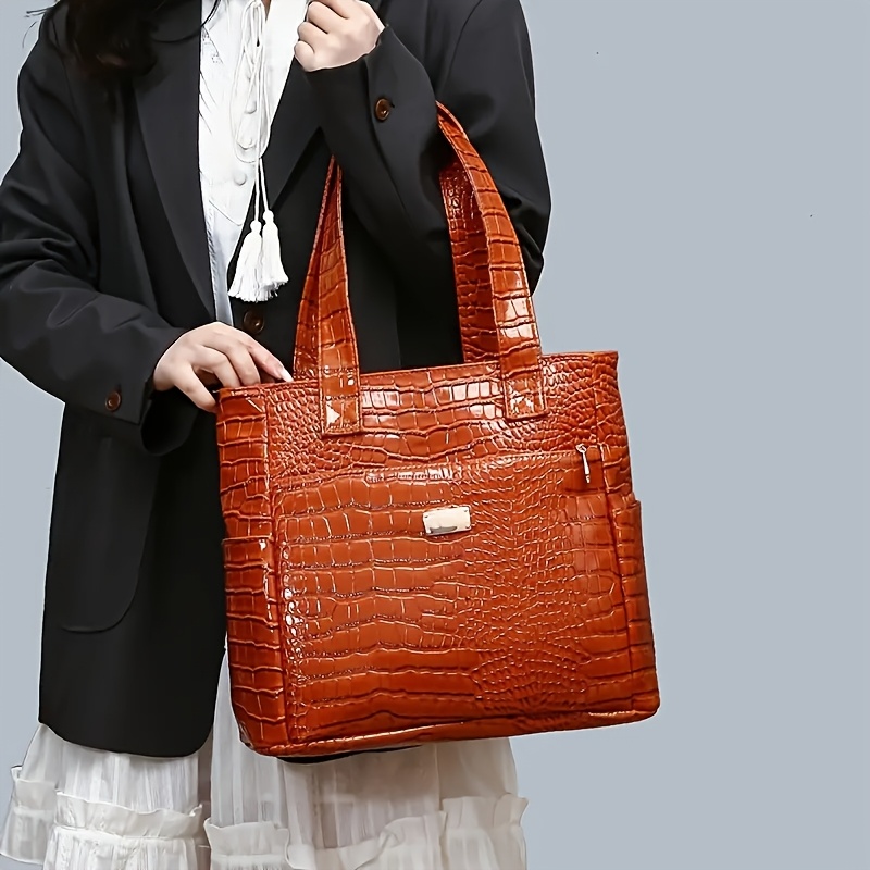 Women's Large Leather Tote Bag – Faux Leather Commuter Work Bag