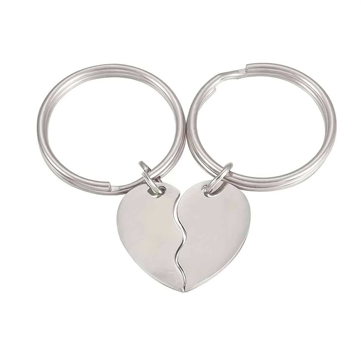 TEMU 1 Pair Of Personalized Custom Keychains, Custom Name Letter Number Heart Keychain, Two-piece Spliced Heart Engraved Name Keychain, Stainless