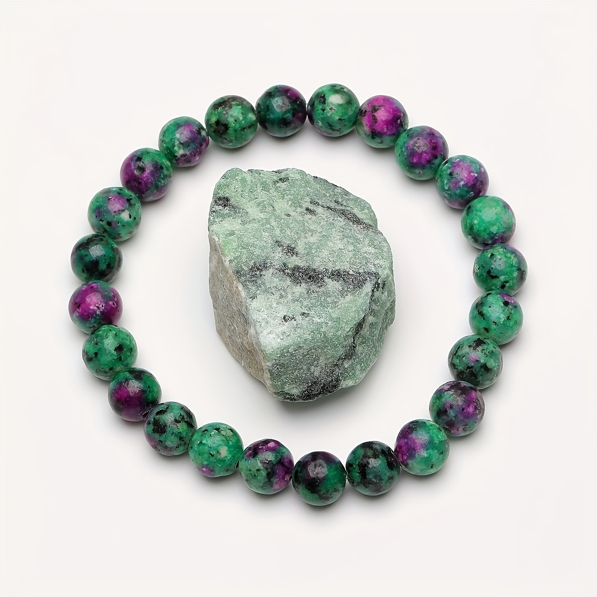 Unisex Natural Green Lace Bead Elastic Stress Bracelet