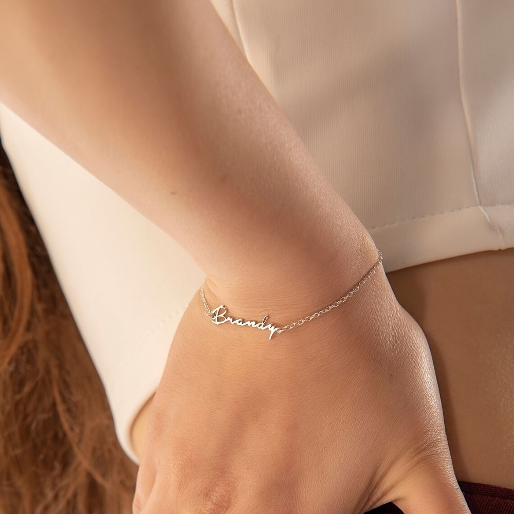Personalized Stainless Steel Nameplate Charm Bracelet